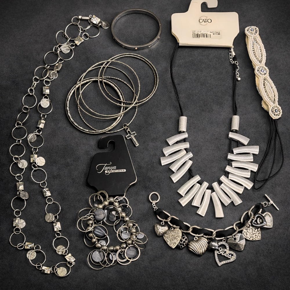 Jewelry Lot Cato Tanya Creations Guess + Beaded Headband Bundle Silver Tone